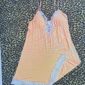 Elegant Lace Trim Peach Dress